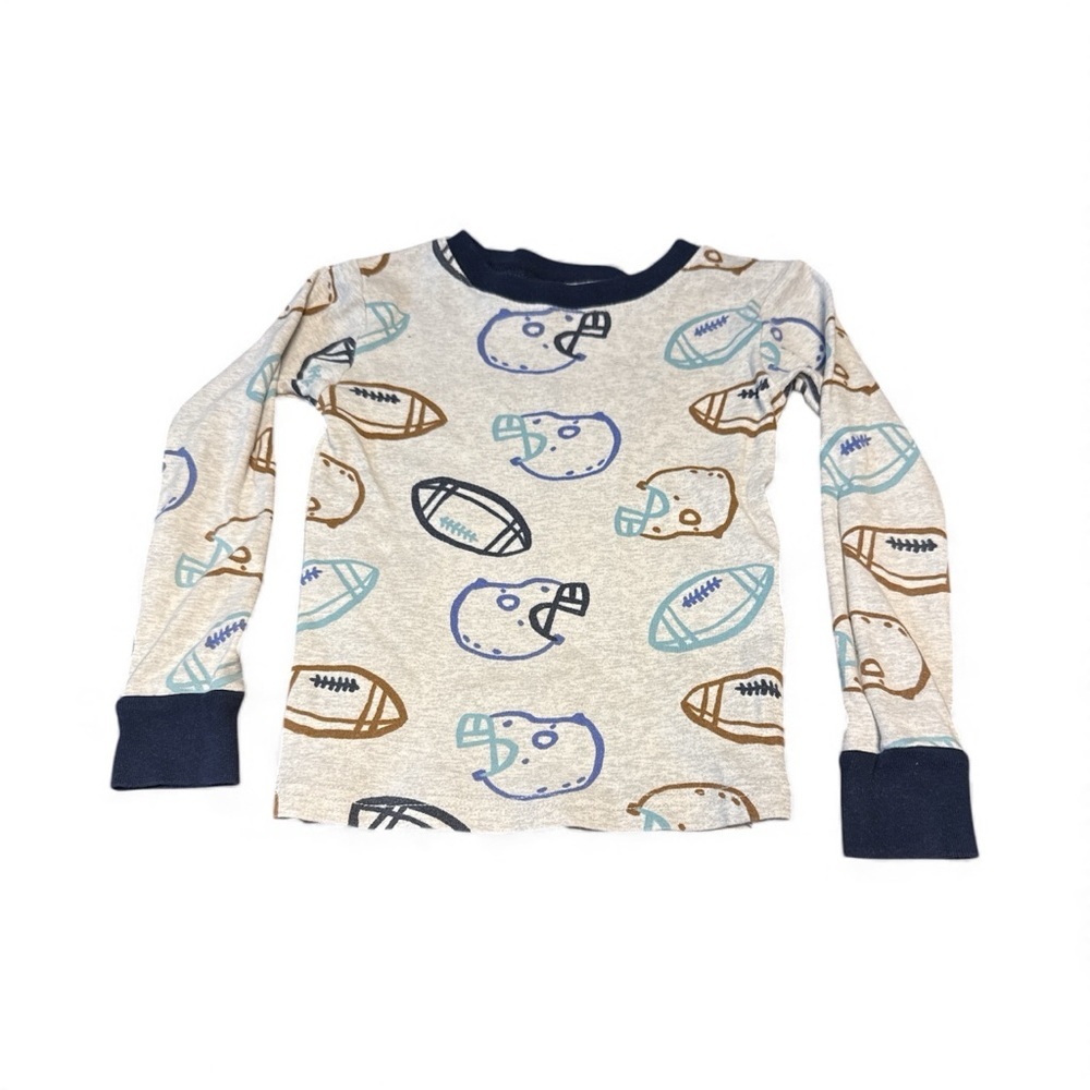 Carter's Cream and Blue Football Pajama Set - Picture 3 of 6